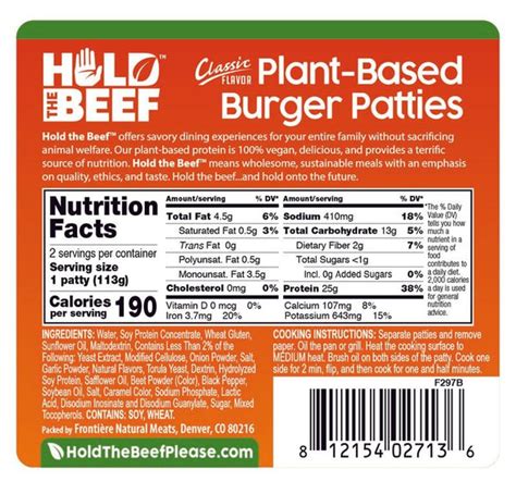 Hamburger Patty Nutrition Facts