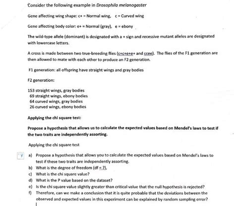 Solved Consider The Following Example In Drosophila Melanogaster Gene