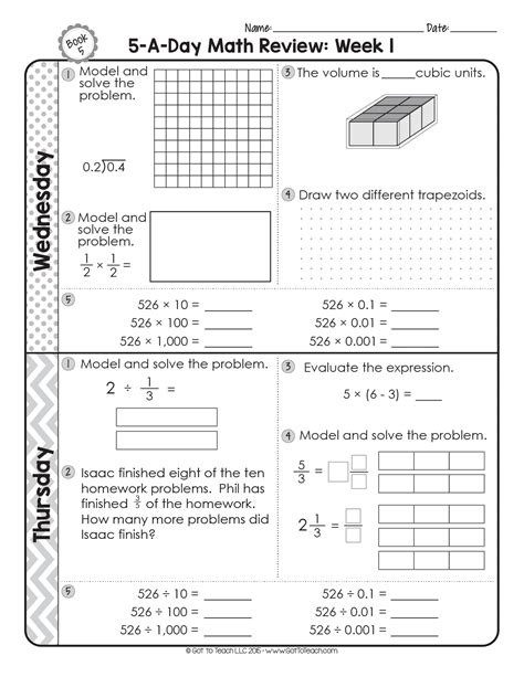 FREE 5th Grade Daily Math Spiral Review Teacher Thrive