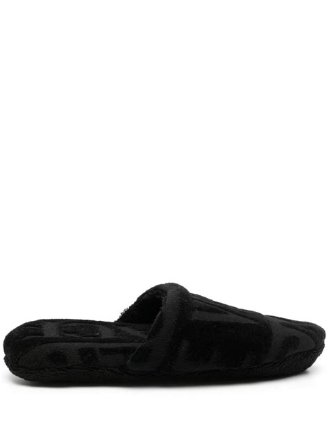 Versace Logo Towelling Finish Slippers Black Farfetch