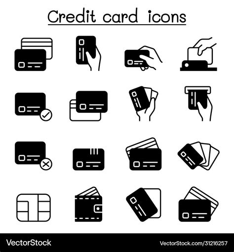 Credit card debit payment shopping icons set Vector Image