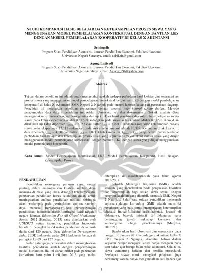 View Of STUDI KOMPARASI HASIL BELAJAR DAN KETERAMPILAN PROSES SISWA