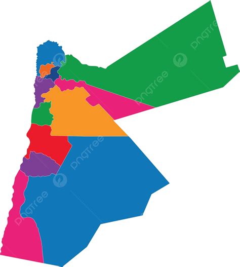 Colorful Jordan Map Province Detailed Border Vector Province Detailed