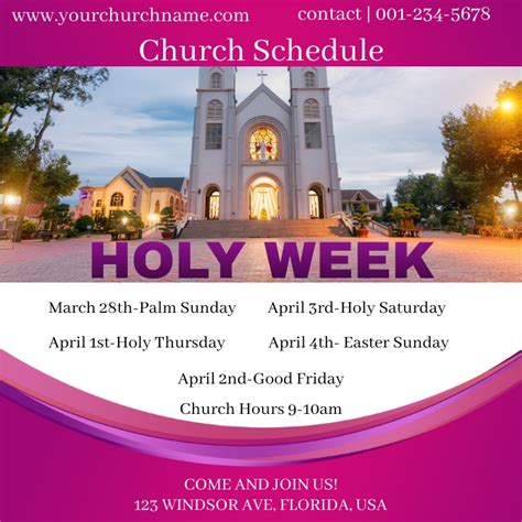 Holy Week Mass Schedule Template Postermywall