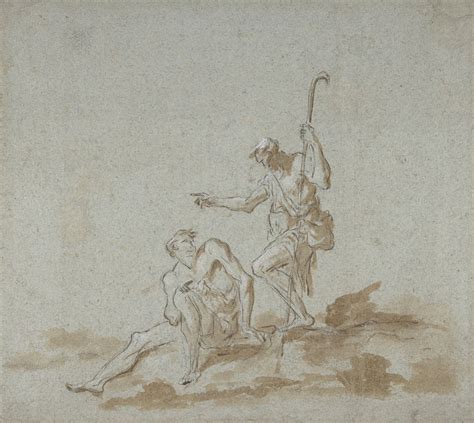 A Shepherd Addressing A Seated Male Nude