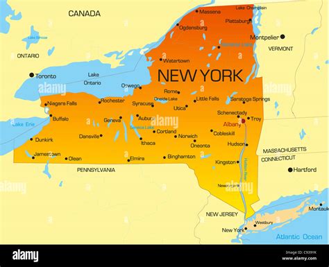 Color Vectorial Mapa Del Estado De Nueva York Ee Uu Fotografía De Stock Alamy