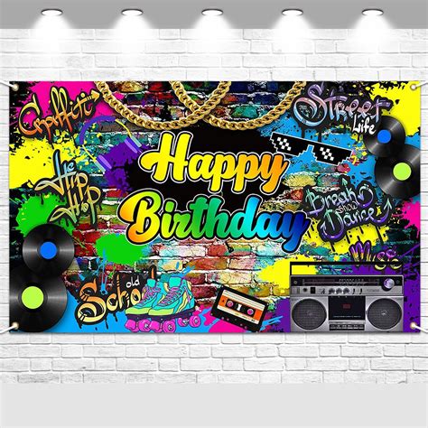 Amazon Avezano Hip Hop Birthday Party Backdrop Throwback Retro