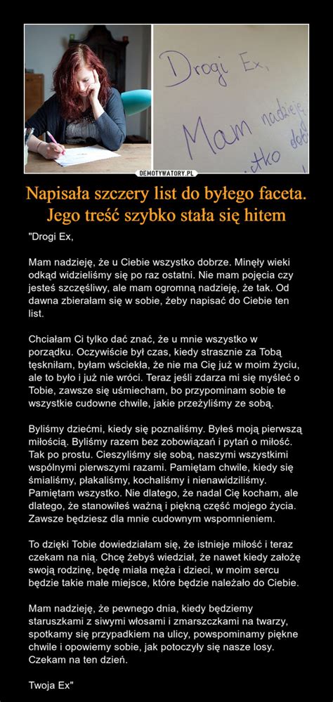 Napisa A Szczery List Do By Ego Faceta Jego Tre Szybko Sta A Si