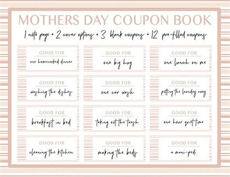 Printable Coupon Book For Mom Christmas T T For Mom Etsy