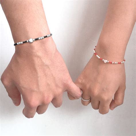 Silver Cube Bead Couples Bracelet Beautiful Beaded Bracelet Skinny Bracelet Fashion Bracelets