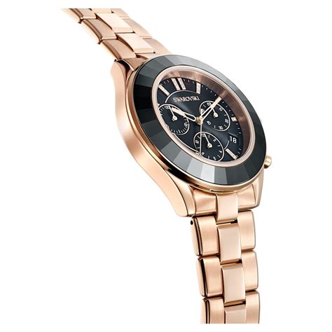 Octea Lux Sport Watch Swiss Made Metal Bracelet Black Rose Gold