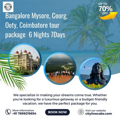 Budget Bangalore To Mysore Coorg Ooty Coimbatore Tour Package Nights