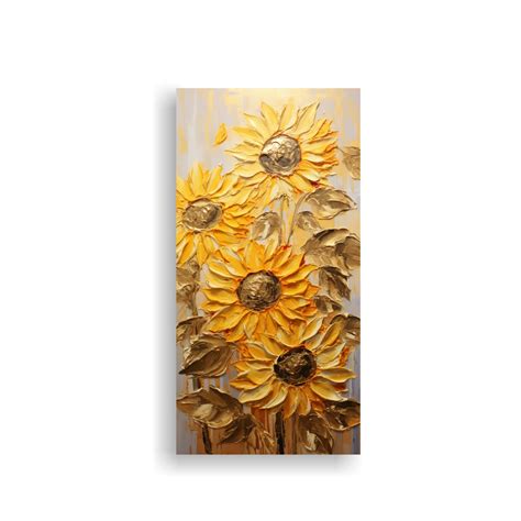 Pintura En Lienzo De Girasoles Dorados Arte Y Dise O En Estilo