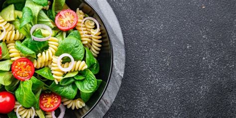 Premium Photo Pasta Salad Tomato Cucumber Green Leaf Mix Salad