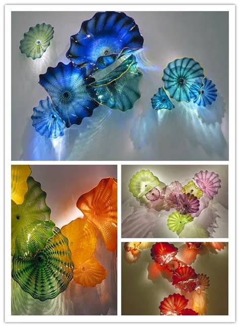 Murano Flower Glass Walls Wall Plates 100 Mouth Blown Borosilicate For Excellent Living Room