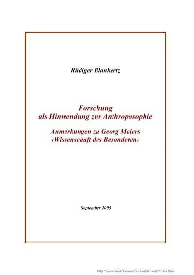 Forschung Als Hinwendung Zur Anthroposophie Ber Georg Maier