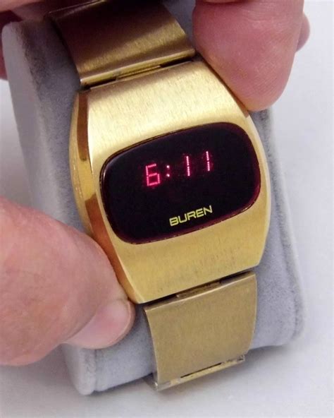 Vintage Buren Men S Electronic Digital Watch Red LED Display Circa