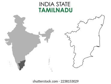 Tamil Nadu Map Indian State Tamil Stock Vector Royalty Free