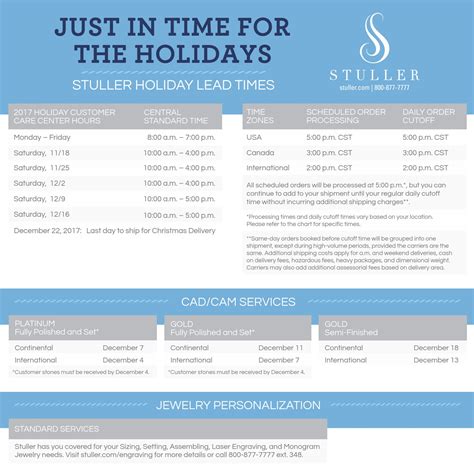 Navigate Stuller Holiday Lead Times [Infographic] - Stuller Blog