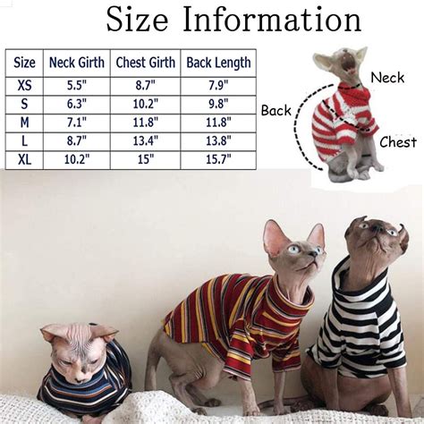 Bonaweite Hairless Cats Stripe T Shirt Breathable Cat Wear Clothes