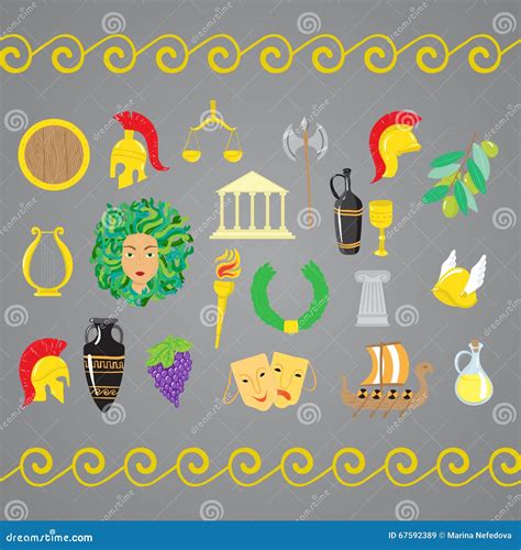 Set Of Ancient Greece Elements Stock Illustration Illustration Of