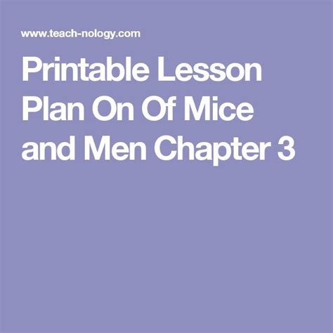 Printable Lesson Plan On Of Mice And Men Chapter 3 Printable Lesson