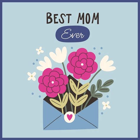 Premium Vector Best Mom Floral Card