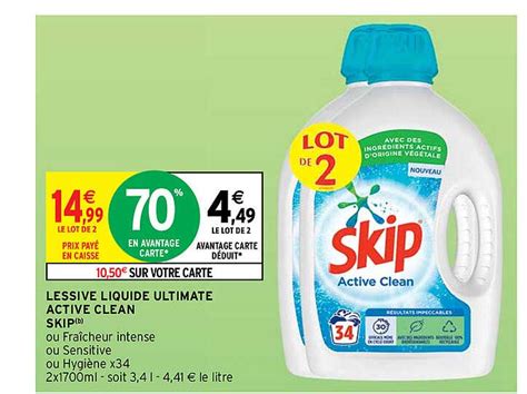 Promo Lessive Liquide Ultimate Active Clean Skip chez Intermarché