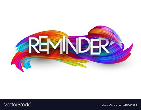 Reminder Paper Word Sign With Colorful Spectrum Vector Image