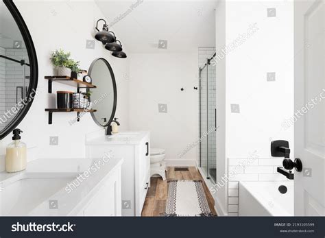 Modern Farmhouse Bathroom White Vanity Marble Stock Photo 2193105599 ...