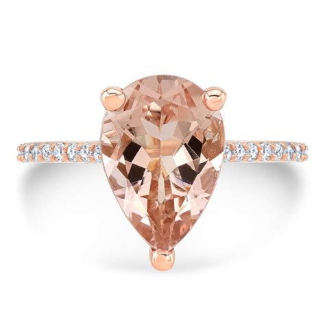 14k Rose Gold 3 06ct Pear Shaped Morganite Ring