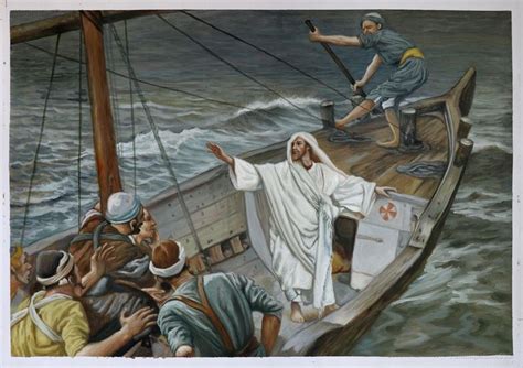 Jesus Stilling The Tempest J Sus Calmant La Temp Te James Tissot Hand