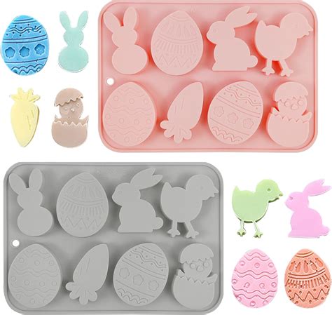 Cieovo 2 Pieces Easter Egg And Bunny Silicone Molds Easter Candy Chocolate Molds Egg