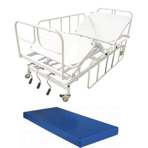 Cama Hospitalar Manual Colchão 3 Movimentos Subida e Descida do