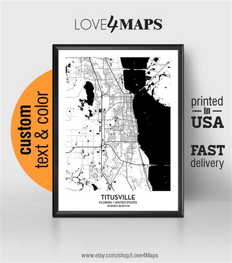 Titusville Florida Map Titusville City Print Titusville | Etsy