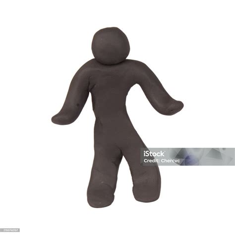 human plasticine man black isolated  white background stock photo