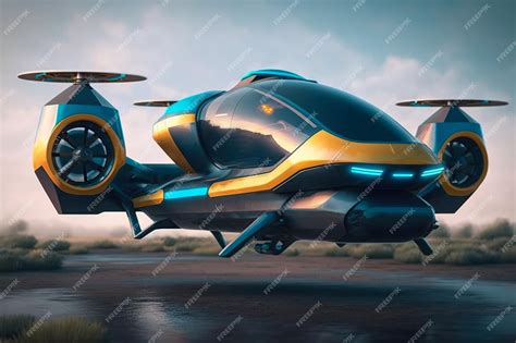 Premium Photo | Futuristic flying drone Flying car of the future