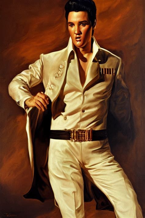 Krea Ai Elvis Presley Oil On Canvas Golden Hour Artstati