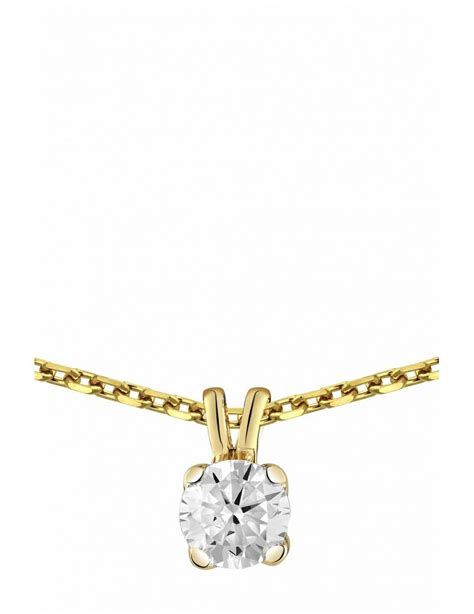 Collier Solitaire En Diamant 0 15ct Et Or Jaune 9K 375 1000