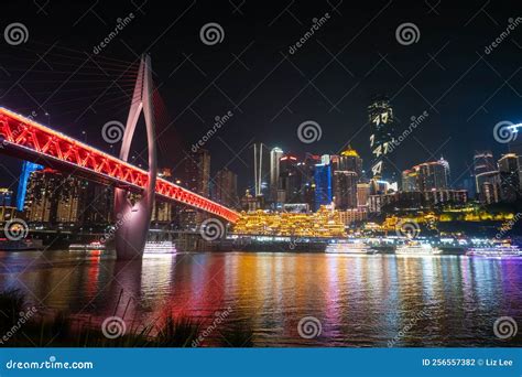 Amazing Night View Of Qiansimen Bridge Hongyadong And World Financial