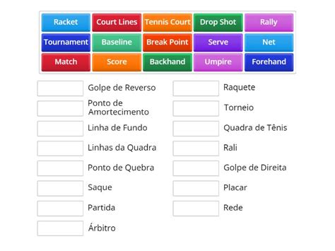 Tennis vocabulary - Match up