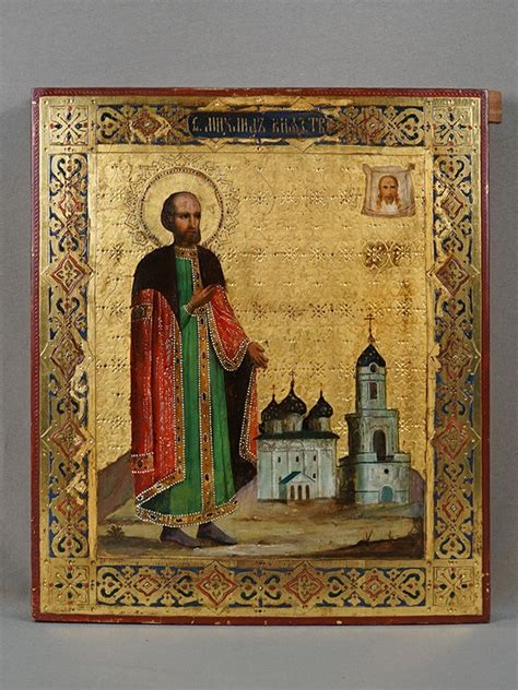 Икона «Святой Михаил Князь Тверской», дерево, левкас, масло, золочение ...