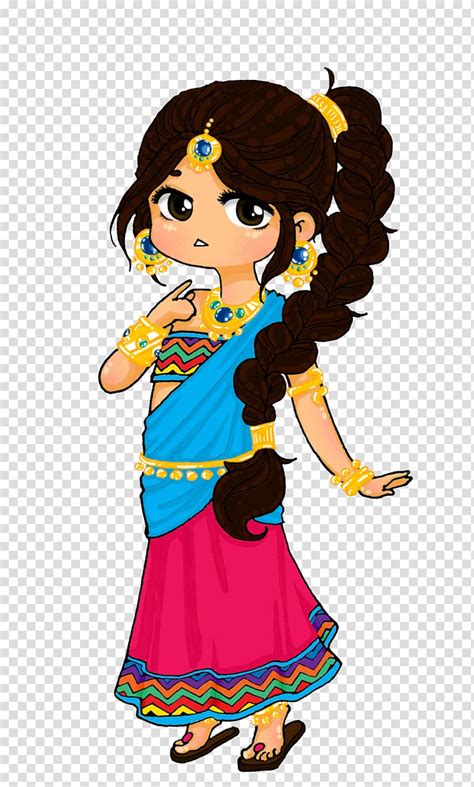 Indian Princess Drawing Chibi India Transparent Background PNG