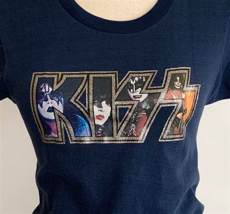 Vintage Kiss T Shirt 70s Glitter Iron On Transfer Soft 50 50 Poly