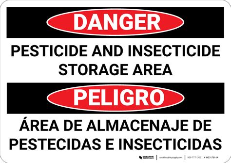 Danger Pesticide Insecticide Storage Bilingual Spanish Wall Sign 5s Today