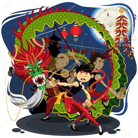 Chinese New Year Dragon Dance Stock Vector Image by ©brancaescova #12193161