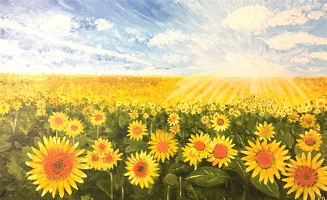 Sunflower Field ORIGINAL Painting Digital Print Yellow Flower Print ...