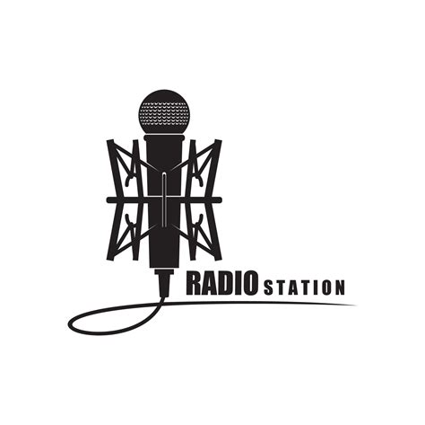 Online Radio Station Icon With Retro Microphone Vector Art At