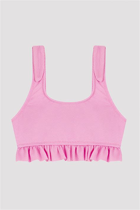 Pembe Genç Kız Cute Halter Bikini Takımı PLRV IIP IY LP Açık Pembe Penti