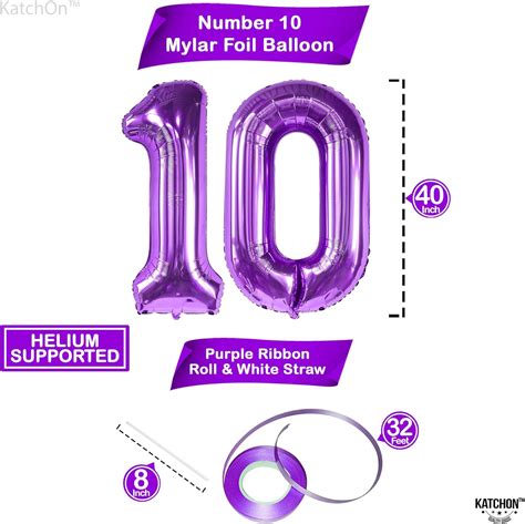 Amazon.com: KatchOn, Giant Purple 10 Balloon Number - 40 Inch | 10 Year ...